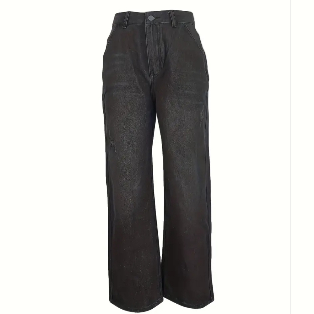 Retro Style Loose Fit Straight Jeans